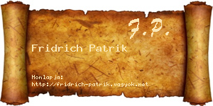 Fridrich Patrik névjegykártya